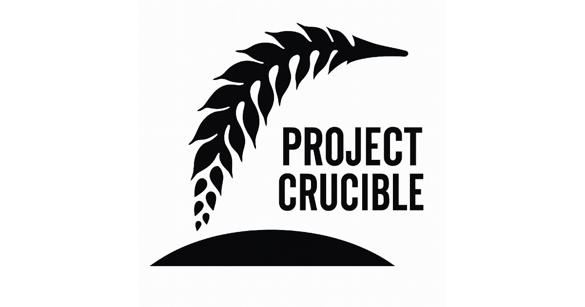 The Project Crucible logo is a stylized abstraction of the Gravity Grains logo with an emphasis on the seeds being applied to the moon.